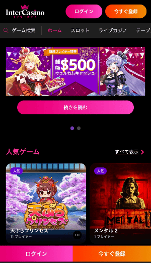 ステップ1：インターカジノの公式サイトへアクセス