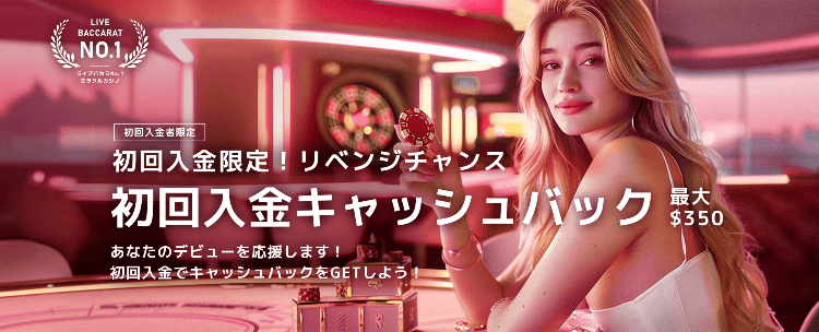 初回入金キャッシュバック｜最大350ドルの50%