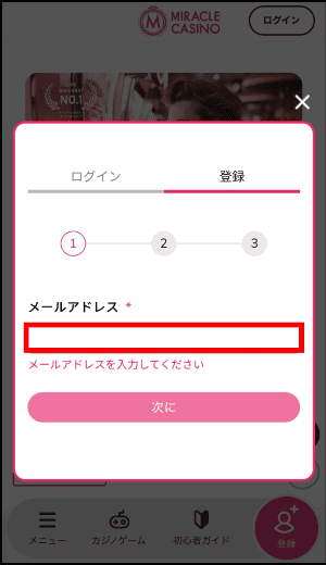 登録情報を入力